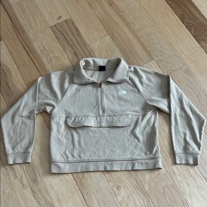 The North Face Light Tan Half-Zip Pullover, size M.